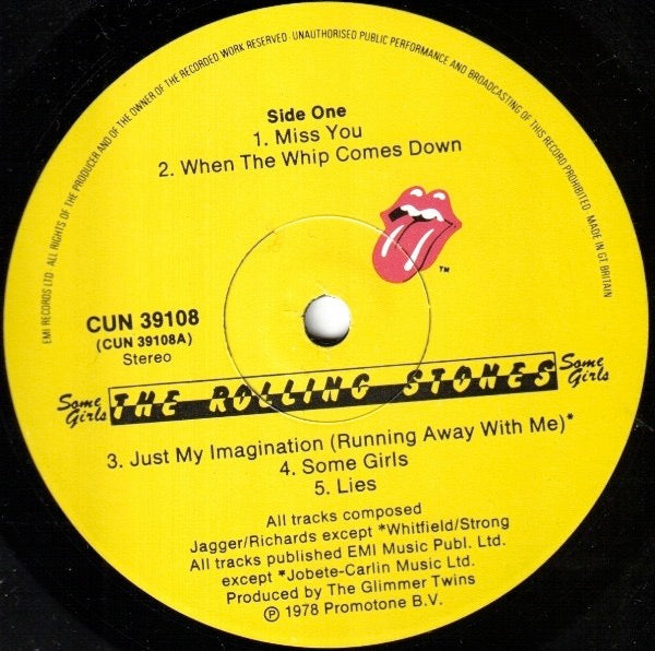 Image of Label Cover of LP - VG/G - THE ROLLING STONES, Some Girls (Rolling Stones; CUN 39108, UK 1978, Die Cut Sleeve (Strong Colours, BPGY) With Red Some Girls Title, Uncensored Colour Inner ), ,  - 1326009E