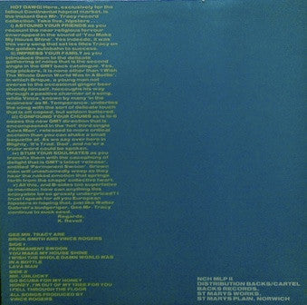 Image of Back Cover of 2824281E: LP - GEE MR TRACY, Harmony!Rhapsody!Destiny! (backs records; NCH MLP 11, UK 1986) Import Stickers On Sleeve, Split Seam  VG/VG+