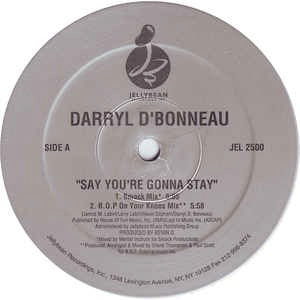 Image of Front Cover of 12" - /G+ - DARRYL D'BONNEAU, Say You're Gonna Stay (Jellybean Recordings; JEL 2500, US 1995), Strong G+ with long light marks, plays VG.,  - 3646269S