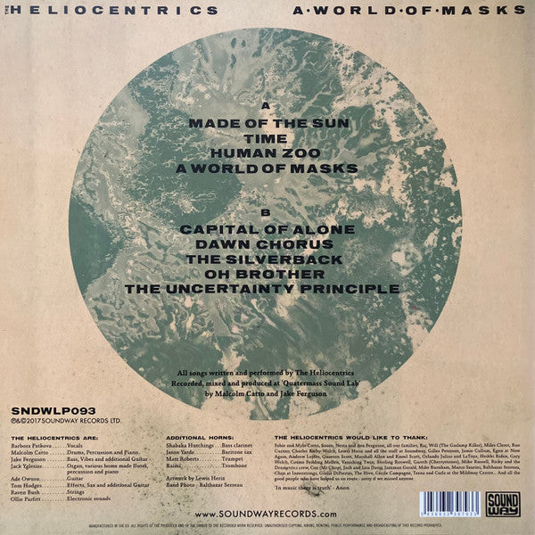 Image of Back Cover of 3854059S: LP - THE HELIOCENTRICS, A World Of Masks (Soundway; SNDWLP093, UK 2017, Black Inner)   NEW/NEW