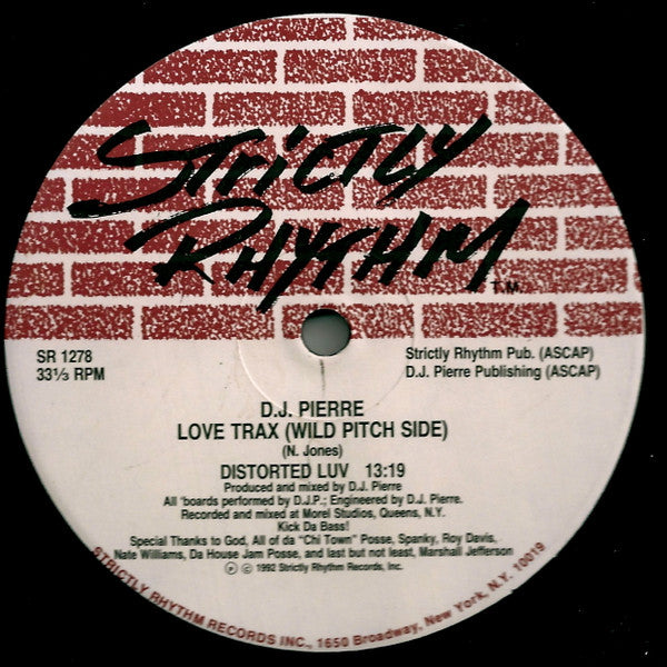 Image of Back Cover of 12" - /VG - D. J. PIERRE, Love Trax (Strictly Rhythm; SR 1278, US 1992), Light Marks only.,  - 1846165S