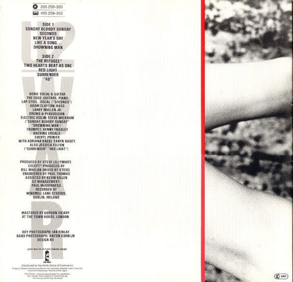 Image of Back Cover of 4714136C: LP - U2, War (Island GEMA/STEMRA/BIEM BOX; 205 259, Europe 1983, Gatefold)   VG+/VG