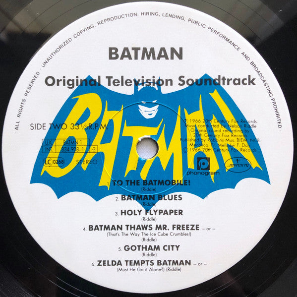 Image of Label Cover of 5124124E: LP - NELSON RIDDLE, Batman - TV Soundtrack (Mercury; BATMN1, UK 1989 Reissue) Strong VG  VG/VG