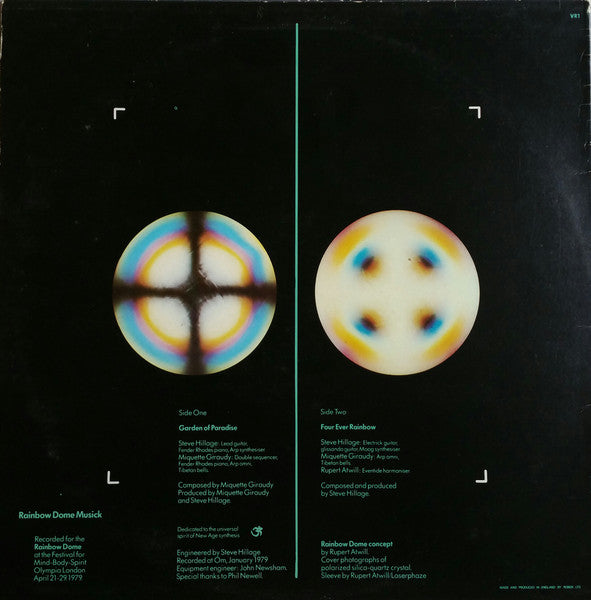 Image of Back Cover of LP - VG/VG+ - STEVE HILLAGE, Rainbow Dome Musick (Virgin Green; VR 1, UK 1979, Clear Vinyl), Edge and Ring Wear, Stickered Sleeve,  - 4246432S