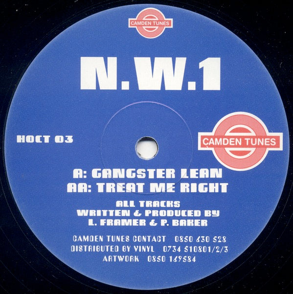 Image of Front Cover of 12" - /VG - N.W.1, Gangster Lean / Treat Me Right (Camden Tunes; HOCT 003, UK 1994, Plain Sleeve), ,  - 3826291E