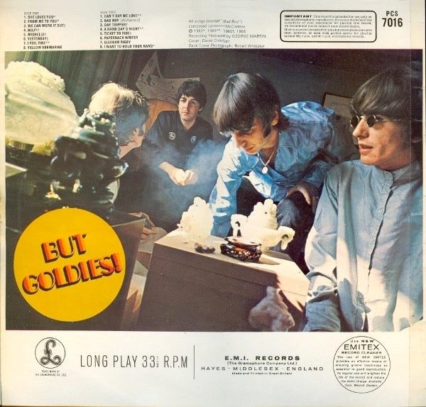 Image of Back Cover of LP - VG/VG - THE BEATLES, A Collection of Beatles Oldies (Parlophone Silver/Black - Two Boxed EMI Logo, EMI on Label Rim; PCS 7016, UK 1976 Reissue, Laminated Front Sleeve, Stereo), ,  - 2716549C