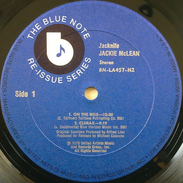 Image of Label Cover of 2xLP - G+/G+ - JACKIE MCLEAN, Jacknife (Blue Note; BN-LA457-H2, US 1975, Gatefold, Company Inner), Seams starting to split. Discs had a fair few light, streaky marks., Tracks A1 to B3 recorded at the Van Gelder Studio, Englewood Cliffs, New Jersey in mid 1965.Tracks C1 to D3 recorded at the Van Gelder Studio, Englewood Cliffs, New Jersey on April 12, 1966. - 2416016C