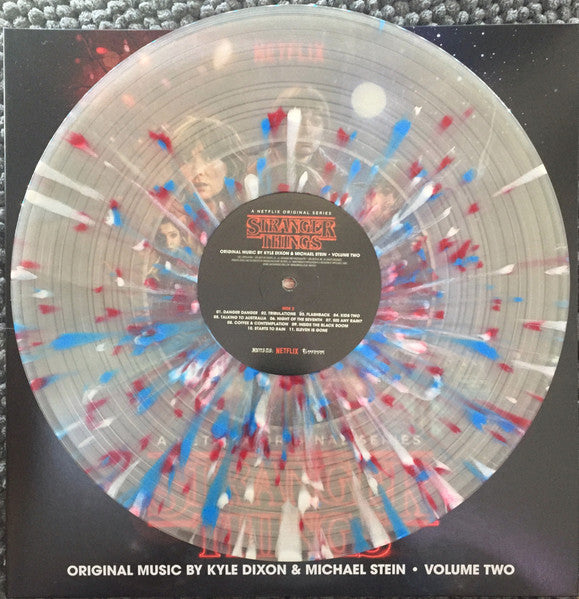 Image of Label Cover of 2xLP - EX/EX - KYLE DIXON AND MICHAEL STEIN, Stranger Things - Volume Two (Invada; INV177LP, UK 2016, Gatefold, Insert, Limited Edition, Frosted Clear With White Blue And Red Splatter ), ,  - 3826094E