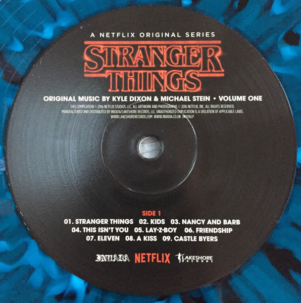 Image of Label Cover of 2xLP - EX/EX - KYLE DIXON AND MICHAEL STEIN, Stranger Things - Volume One (Invada; INV176LP, UK 2016, Gatefold, Insert, Aquamarine With White And Black Splatter Vinyl), ,  - 3826093E