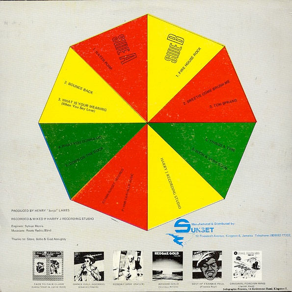Image of Back Cover of LP - VG+/VG - WAILING SOULS, The Best Of Wailing Soul (Sunset Records; , Jamaica 1985), Light marks, background crackle from press.,  - 2216092C