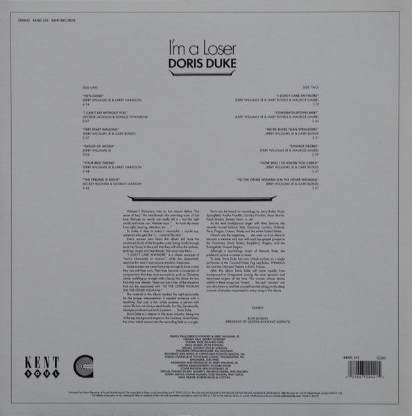 Image of Back Cover of LP - VG+/VG+ - DORIS DUKE, I'm A Loser (Canyon; KEND 242, UK 2010 Reissue), Shrink-wrap,  - 0816399C