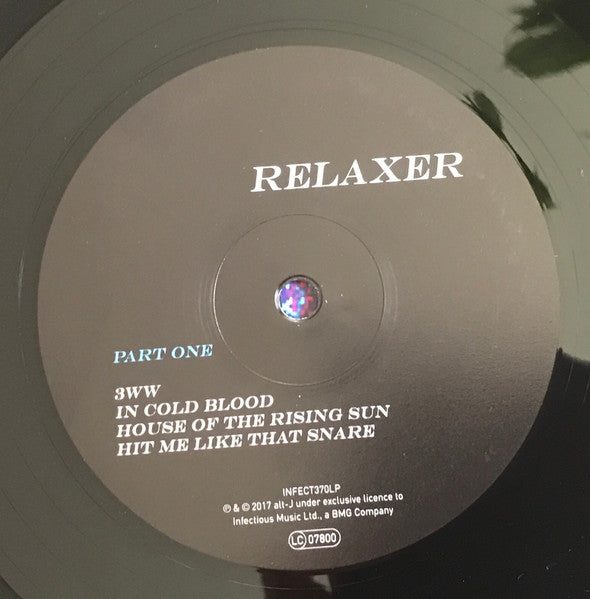 Image of Label Cover of LP - VG+/EX - ALT-J, Relaxer (Infectious ; INFECT370LP, UK 2017, Gatefold, Inner), ,  RELAXER  follows their Number One Grammy and Brit Award-nominated album  This Is All Yours , and Mercury Prize and Ivor Novello Award-winning debut  An Awesome Wave . - 3026135E