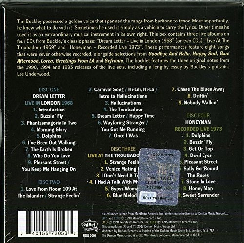 Image of Back Cover of 4xCD - VG+/EX - TIM BUCKLEY, Buzzin' Fly - Live Anthology 1968 - 1973 (Edsel Records; EDSL 0005, UK 2017, Box Set, Booklet), ,  - 3616043C