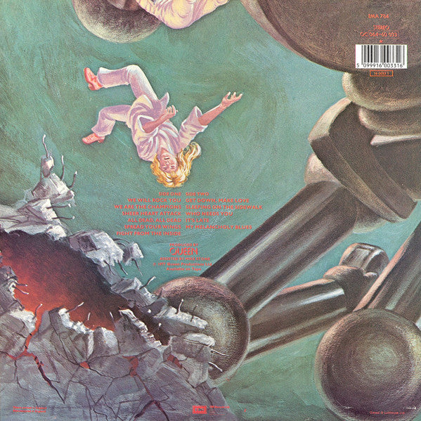 Image of Back Cover of LP - VG/G+ - QUEEN, News of the World (EMI; EMA 784, UK Reissue, Gatefold, Non Die-Cut Inner, Barcode), ,  - 2526398E