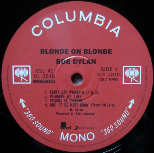 Image of Label Cover of 2xLP - EX/EX - BOB DYLAN, Blonde on Blonde (Legacy Vinyl; 88875146311, Europe 2015 Reissue, Gatefold, Mono. 180 Gram Vinyl.), ,  - 1626174E