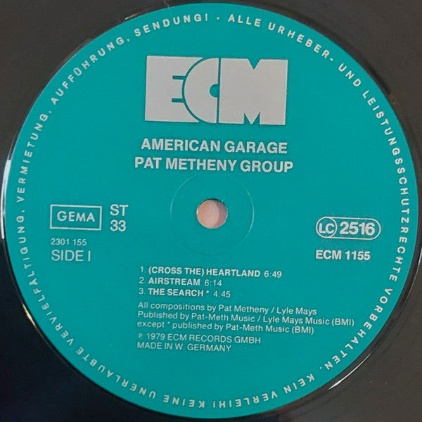 Image of Label Cover of LP - VG/VG+ - PAT METHENY GROUP, American Garage (ECM; ECM 1155, Germany 1979), Small tear to sleeve reverse.,  - 3316133C