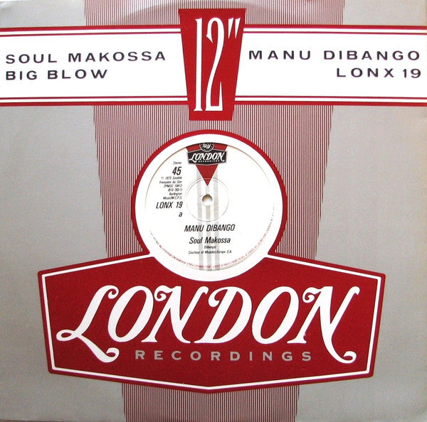 Image of Front Cover of 3424073E: 12" - MANU DIBANGO, Soul Makossa / Big Blow  (London; LONX 19, UK 1983, Company Sleeve )   VG/VG