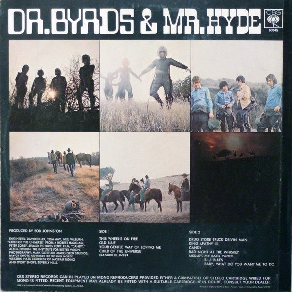 Image of Back Cover of LP - VG/VG+ - THE BYRDS, Dr Byrds and Mr Hyde (CBS Orange ; 63545, UK 1969, Laminated Front Sleeve, Mono), Strong VG+, Corner Bump,  - 4326236E