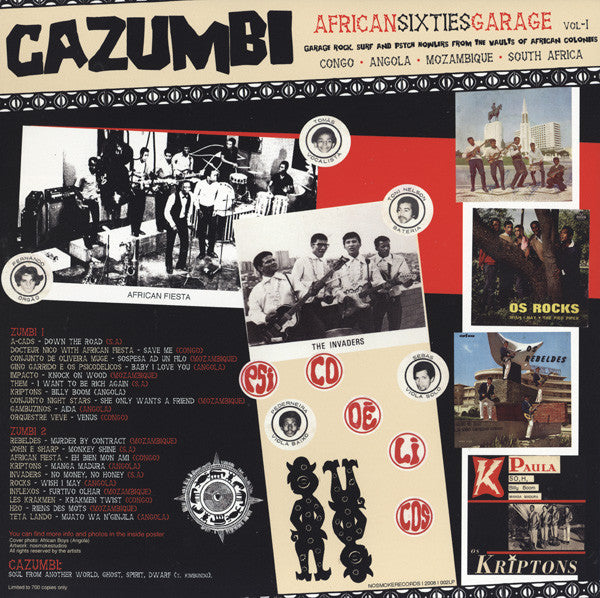 Image of Back Cover of 4744106S: LP - VARIOUS, Cazumbi - African Sixties Garage Vol-1  (Nonsmoke; NS002LP, Portugal 2008, Insert) Light general sleeve wear.  VG+/VG+