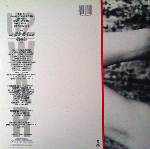 Image of Back Cover of LP - VG+/VG+ - U2, War (Island; 90067-1, US 1984 Reissue, Gatefold, Black Label, SP Matrix), Very light wear.,  - 2646151S