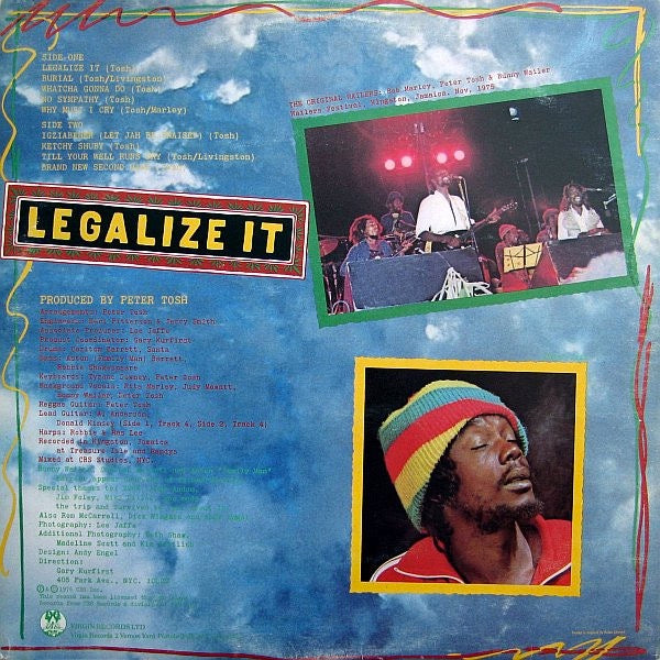 Image of Back Cover of LP - G/VG - PETER TOSH, Legalize It (Virgin; V 2061, UK 1976, Gatefold), Sleeve has  split seams& slight signs of wear. VG vinyl with few hairlines that don't affect play. ,  - 4026366E