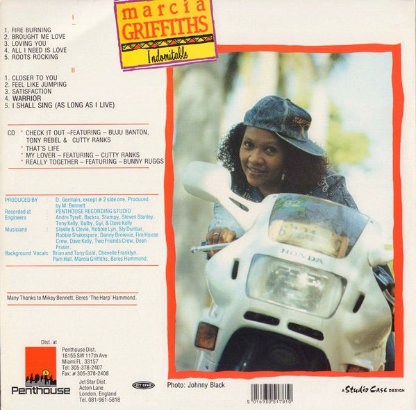 Image of Back Cover of LP - VG/VG - MARCIA GRIFFITHS, Indomitable (Penthouse Records; PHLP 26, UK 1993), Strong VG throughout!,  - 2316297C