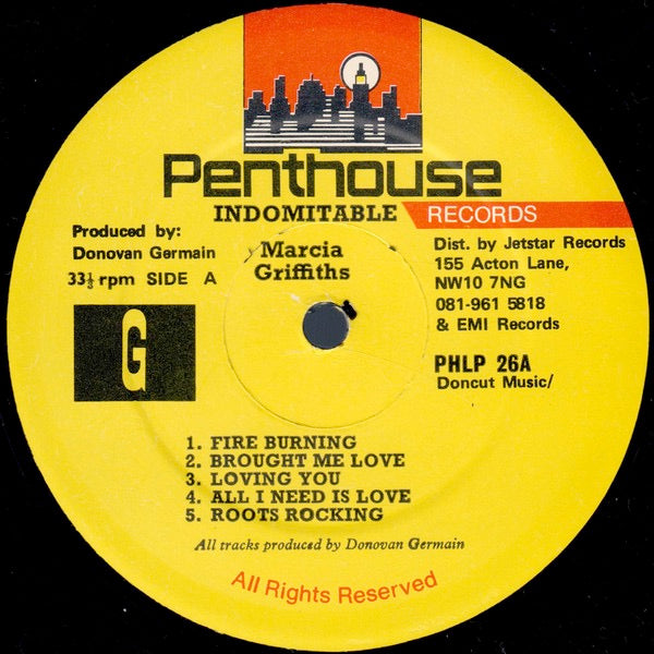 Image of Label Cover of LP - VG/VG - MARCIA GRIFFITHS, Indomitable (Penthouse Records; PHLP 26, UK 1993), Strong VG throughout!,  - 2316297C