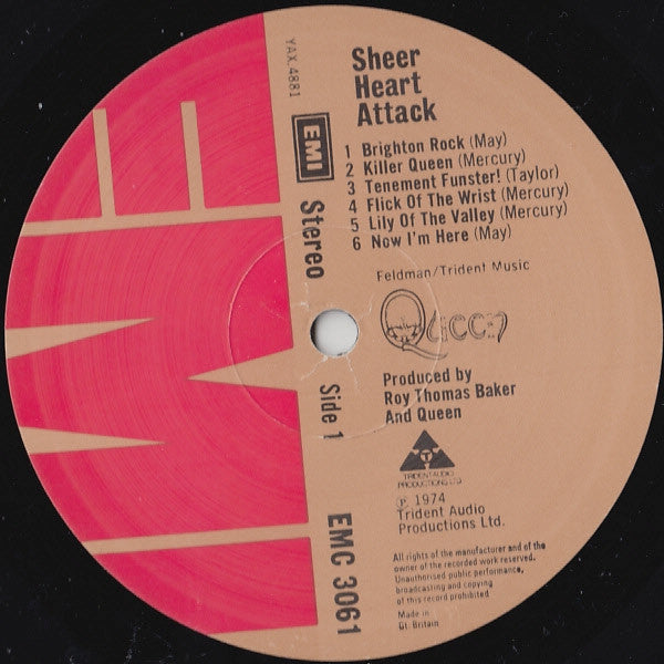 Image of Label Cover of LP - VG/VG - QUEEN, Sheer Heart Attack (EMI; EMC 3061, UK 1974, Laminated Sleeve, No Inner), Hairlines, edge laminate creases,  - 2446165S