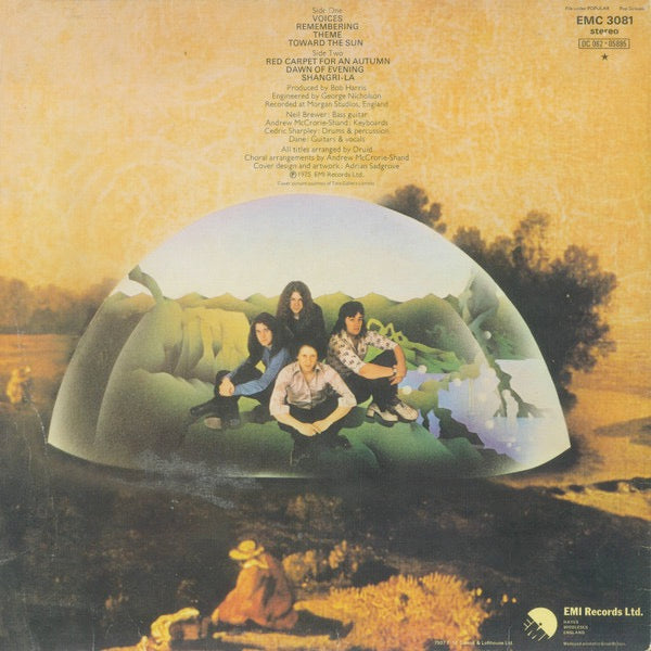 Image of Back Cover of 4423206E: LP - DRUID, Toward the Sun (EMI; EMC3081, UK 1975, Textured Sleeve, Inner)   VG/VG