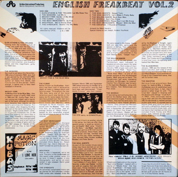 Image of Back Cover of 3724038E: LP - VARIOUS, English Freakbeat vol 2 (AIP; AIP10047, US 1989)   VG+/VG