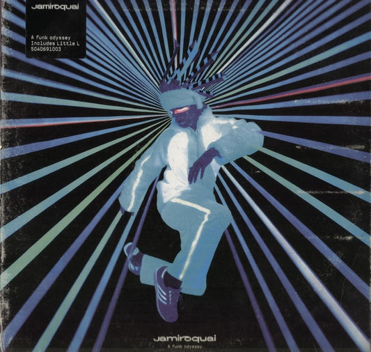 Image of Front Cover of 5144241S: LP - JAMIROQUAI, A Funk Odyssey (Sony; 504069, UK 2001, Gatefold, Inner) Sleeve Intact With Edge Wear And Creases  G+/G+