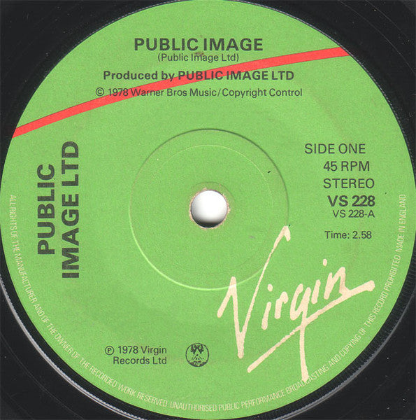 Image of Label Cover of 7" - VG/EX - PUBLIC IMAGE LIMITED (PIL), Public Image / The Cowboy Song (Virgin; VS228, UK 1978, Newspaper Sleeve), Sleeve Folded So It Is Smaller Than 7",  - 2826360E