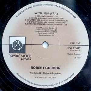 Image of Label Cover of 3215531C: LP - ROBERT GORDON WITH LINK WRAY, Robert Gordon With Link Wray (Private Stock Tan Labels; PVLP 1027, UK 1977)   VG+/VG+