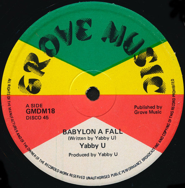 Image of Front Cover of 3324387E: 12" - YABBY YOU / TONY TUFF, Babylon A Fall  / Falling Babylon (Grove Music; GMDM 18,  1979) Slight haze, plays fine. Clean labels.  /VG+