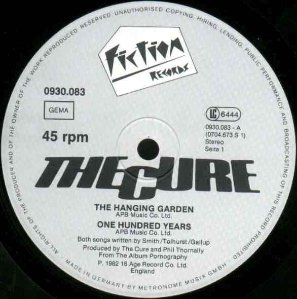 Image of Label Cover of 2x10" - G/G - THE CURE, A Single - Hanging Garden / One Hundred Years / A Forest (Live) / Killing An Arab (Live) (Fiction; 0930.083, Germany 1982), Record is very marked -plays with noise and crackle. Sleeve is mess with rips and old stickers, creases etc.,  - 3326204E