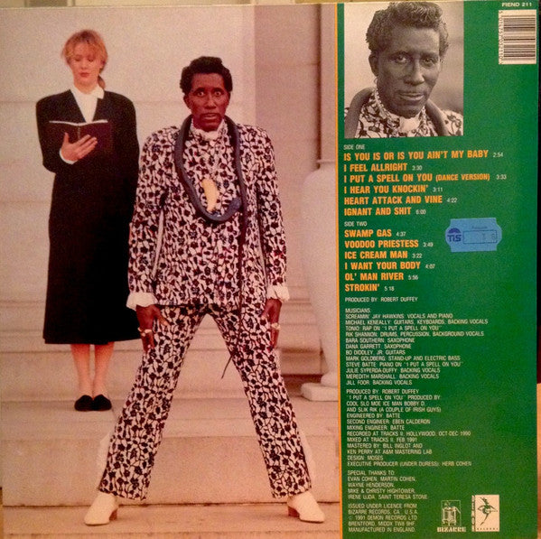 Image of Back Cover of LP - VG/EX - SCREAMIN' JAY HAWKINS, Black Music For White People (Demon; FIEND211, UK 1991, No Poster), Damage To Sleeve Opening,  - 0626121E