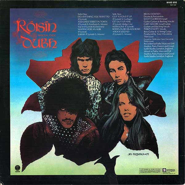 Image of Back Cover of LP - VG/VG - THIN LIZZY, Black Rose (A Rock Legend)  (Vertigo; 9102 032, UK 1979, Inner, UK first issue with spaceship labels), Hairlines and a few heavier marks. ,  - 2326270E