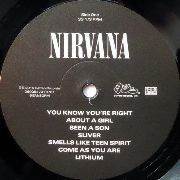 Image of Label Cover of LP - VG/VG - NIRVANA, Nirvana (Geffen; 0602547378781, Europe 2015 Reissue, 180 Gram Vinyl), Light marks, corner creases, ring wear,  - 3646348S