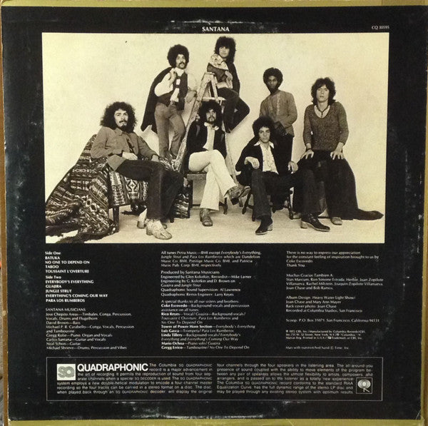 Image of Back Cover of LP - G+/VG - SANTANA, Santana III (Columbia; CQ 30595, US 1972, Quadraphonic), Sleeve has pen mark on front, sticker and ringwear.,  - 3826145E