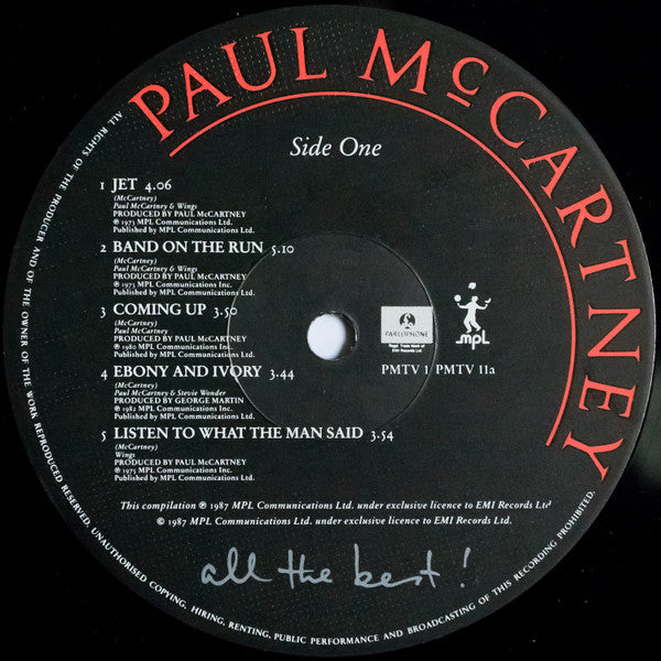 Image of Label Cover of 2xLP - VG/VG+ - PAUL MCCARTNEY, All The Best ! (Parlophone; PMTV 1, UK 1987, Gatefold, 2 Inners), ,  - 2946206S