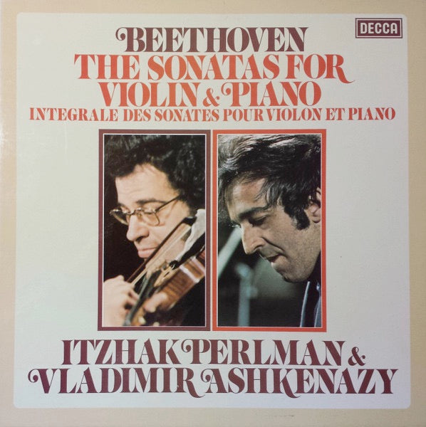 Image of Front Cover of 3624444E: 5xLP - ITZHAK PERLMAN AND VLADIMIR ASHKENAZY, Beethoven: The Sonatas for Violin and Piano (Decca Black Boxed Narrowband; D92D 5, UK 1977, Box Set, Booklet)   VG/VG+