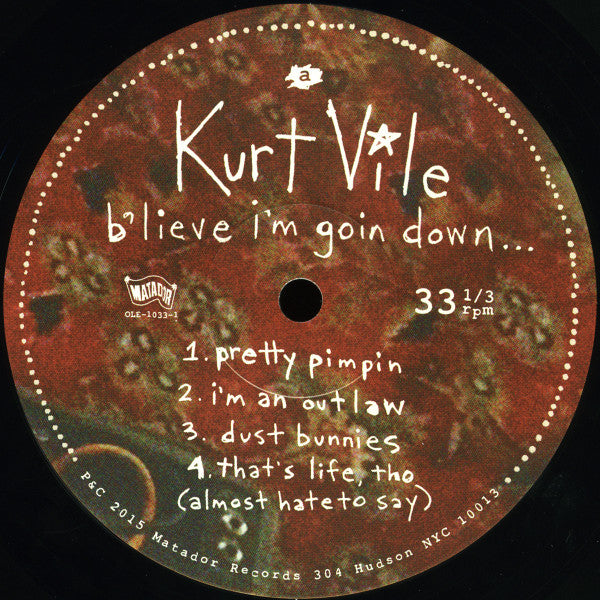 Image of Label Cover of 2xLP - EX/EX - KURT VILE, B'Lieve I'm Goin Down... (Matador; OLE-1033-1, US 2015, Gatefold, 2 Inners), ,  - 1846122S