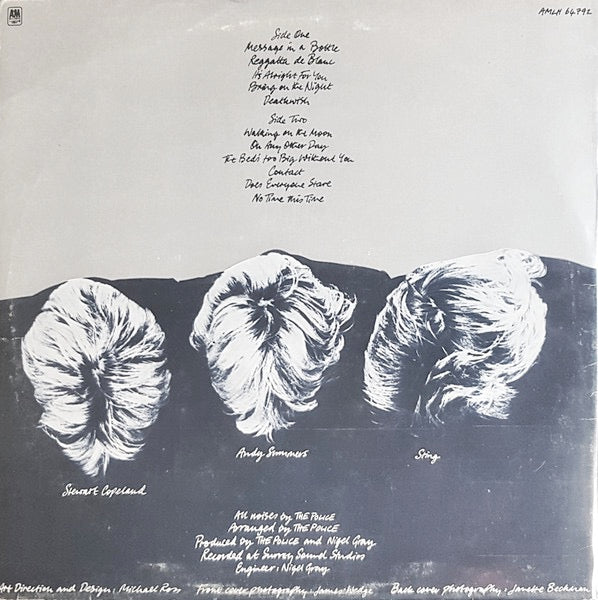 Image of Back Cover of LP - VG/VG+ - THE POLICE, Reggatta de Blanc (A&M; AMLH 64792, UK 1979, No Barcode, No Distribution or Label Code on Rear Sleeve, Publishing Credits in Upper Case on Label, No Country of Manufacture On Label), ,  - 3726343E