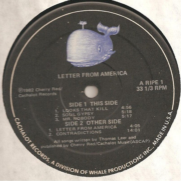 Image of Label Cover of 2xLP - VG/VG - THOMAS LEER, Letter From America (Cherry Red; A RIPE 1, US 1982), ,  - 1126081E