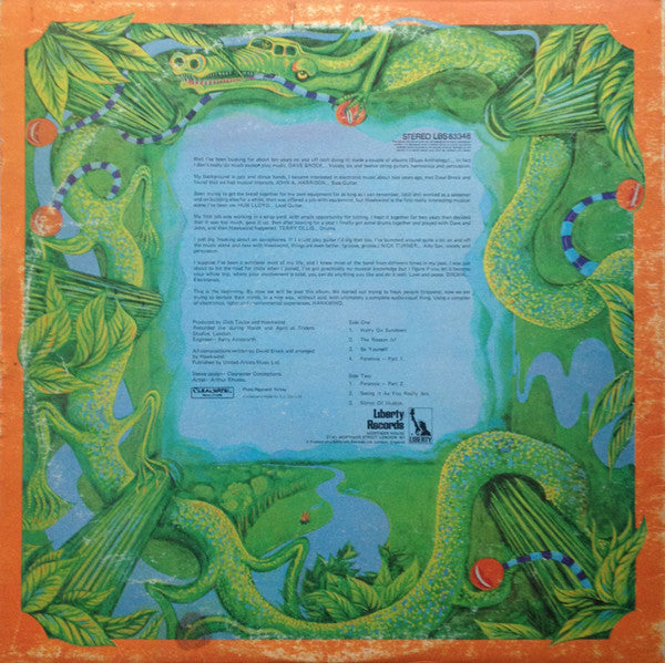 Image of Back Cover of LP - VG/VG - HAWKWIND, Hawkwind (Liberty Black and Blue/Yellow; LBS 83348, UK 1970, Gatefold, No Made In England Text on Label. Single D Brock Credit Under Tracks on Label), ,  - 4026324E