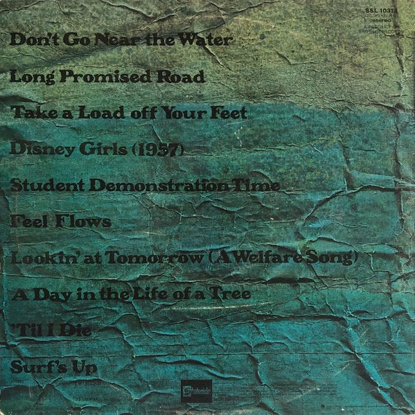 Image of Back Cover of LP - VG/VG - THE BEACH BOYS, Surf's Up (Stateside One Boxed EMI Logo; SSL10313, UK 1971, Textured Sleeve, Insert), Edge and Ring Wear,  - 2526197E