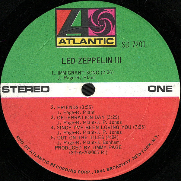 Image of Label Cover of LP - VG/VG - LED ZEPPELIN, Led Zeppelin III (Atlantic; ATL50002, US 1974 Reissue, Rotating Gatefold, US '74 Record in UK Sleeve. "Do What Thou Wilt" Run Outs.), UK K50002 rotating wheel sleeve with a USA 1974 LP.,  - 3626031E