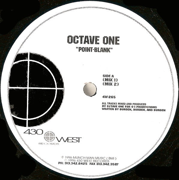 Image of Front Cover of 12" - /VG - OCTAVE ONE, Point Blank / Through Darkness (430 West; 4W-265, US 1996, Plain Sleeve), Hairlines and marks, lower end of VG. ,  - 4116032C