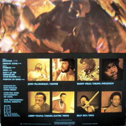Image of Back Cover of LP - VG/VG+ - JOHN MCLAUGHLIN, Devotion (Douglas; S DGL 65075, UK 1972, Gatefold), Light ringwear on back of sleeve,  - 1626230E