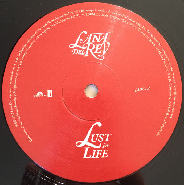 Image of Label Cover of 2xLP - EX/EX - LANA DEL REY, Lust for Life (Polydor; 5758996, UK 2017, Gatefold, 2 Inners, 180 Gram Vinyl. ), ,  - 2346304S